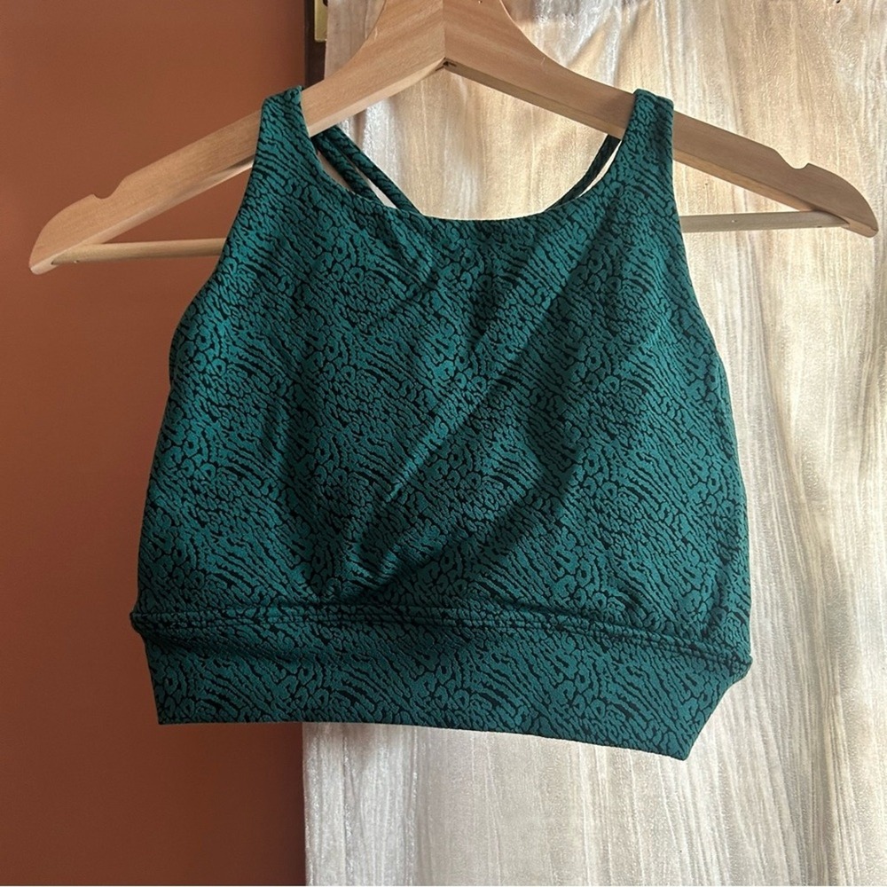 Buff Bunny Cheetah Animal Print Sports Bra Green Athletic Workout Top Size S